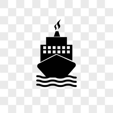 Ön görünüm vektör simgesinden gelen tekne, şeffaf arkaplanda izole edildi