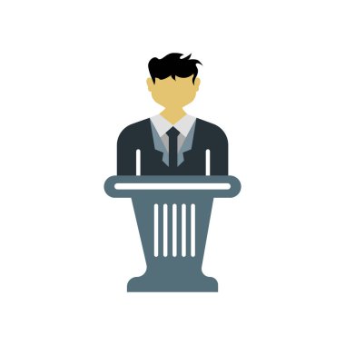 Politikacı simgesi vektörü web ve mobil uygulama tasarımınız için beyaz arkaplanda izole edildi