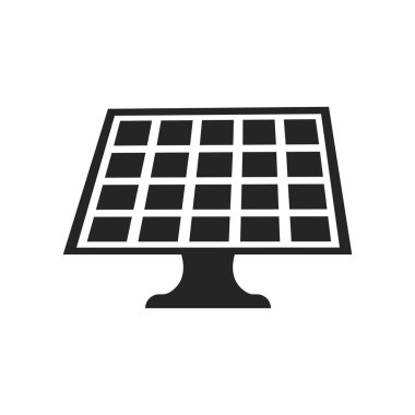 Beyaz arka planda izole edilmiş güneş paneli simgesi vektör işareti ve sembolü