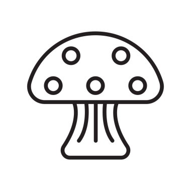 Mantar simge vektör işareti ve üzerinde beyaz adam izole sembolü