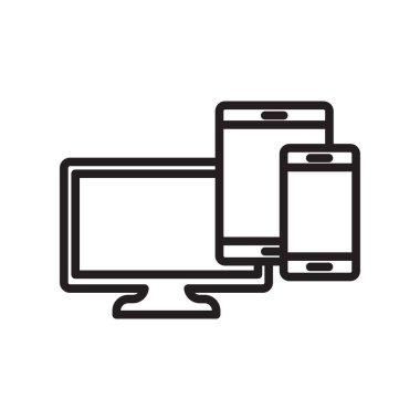 Aygıtları simge vektör işareti ve beyaz arka plan üzerinde izole sembolü