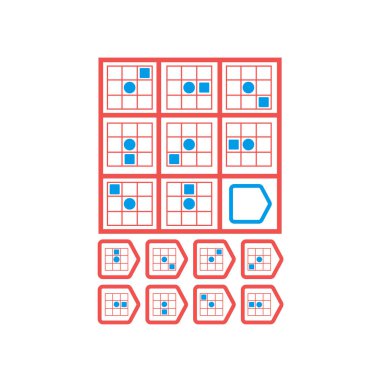 Choose correct answer. IQ test. Logical task, educational game for students. development of logic, iq. Task game exam what comes next, Vector illustration
