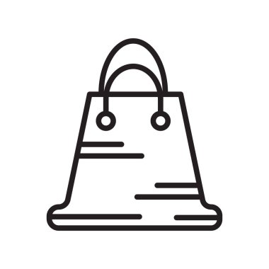 Alışveriş çantası simge vektör işareti ve üzerinde beyaz backg izole sembolü