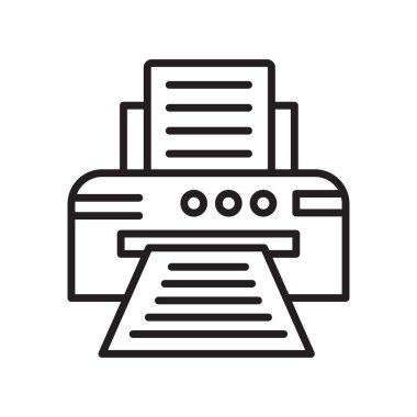 Yazıcı simgesi vektörü beyaz arkaplanda izole edildi, yazıcı işareti ,