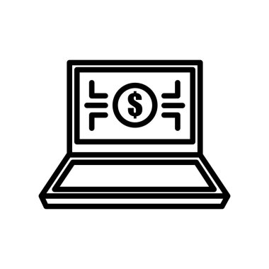 Çevrimiçi bankacılık simgesi vektör işareti ve sembol beyaz torba üzerinde izole