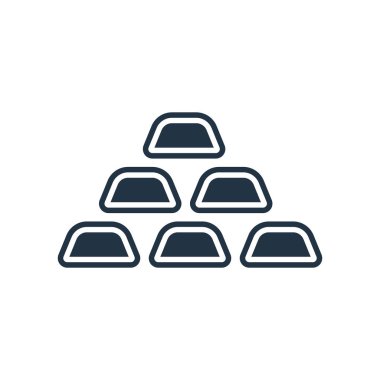 Beyaz arkaplanda izole edilmiş altın ingot ikon vektörü, altın ingot 