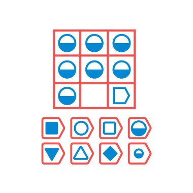 Choose correct answer. IQ test. Logical task, educational game for students. development of logic, iq. Task game exam what comes next, Vector illustration
