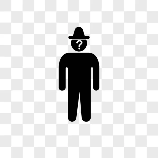 Suspicious Man vector icon isolated on transparent background, S — Stock Vector