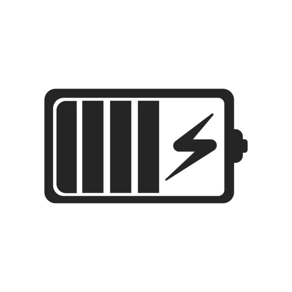 Icono de carga de batería signo vectorial y símbolo aislado en blanco b — Vector de stock