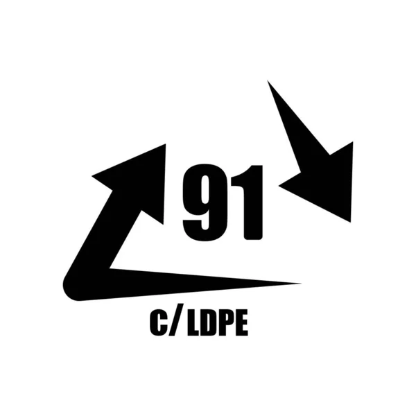 91 C / Ldpe wektor ikony izolowany na białym tle, 91 C / Ldpe si — Wektor stockowy