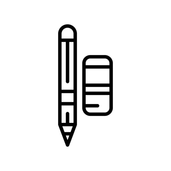 Signe vectoriel d'icône de crayon et gomme et symbole isolé sur blanc — Image vectorielle