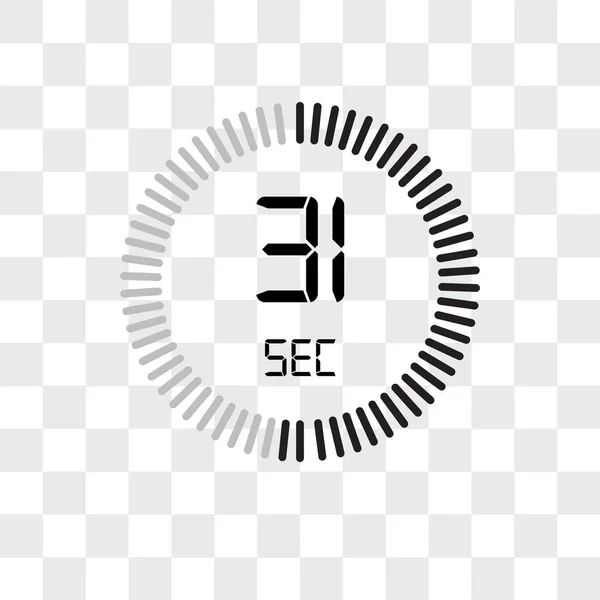 Das 31 Sekunden Vektorsymbol isoliert auf transparentem Hintergrund, t — Stockvektor