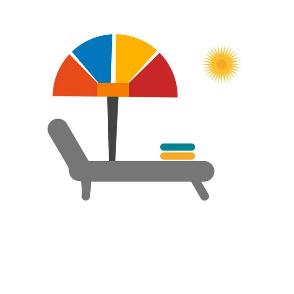 Paraguas del sol icono signo vectorial y símbolo aislado en el respaldo blanco — Vector de stock