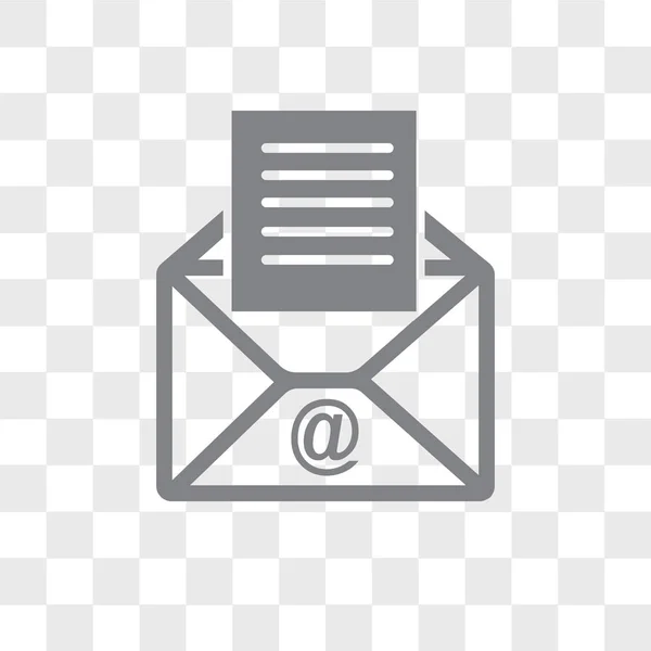 Gri e- posta vektör simgesi şeffaf arkaplanda izole edildi, gri — Stok Vektör