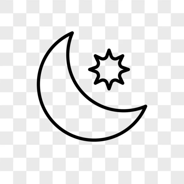 Luna creciente y estrella icono vectorial aislado en respaldo transparente — Vector de stock