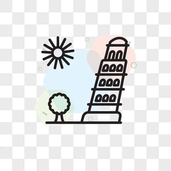 Pisa icona vettoriale a torre isolata su sfondo trasparente, Pisa — Vettoriale Stock