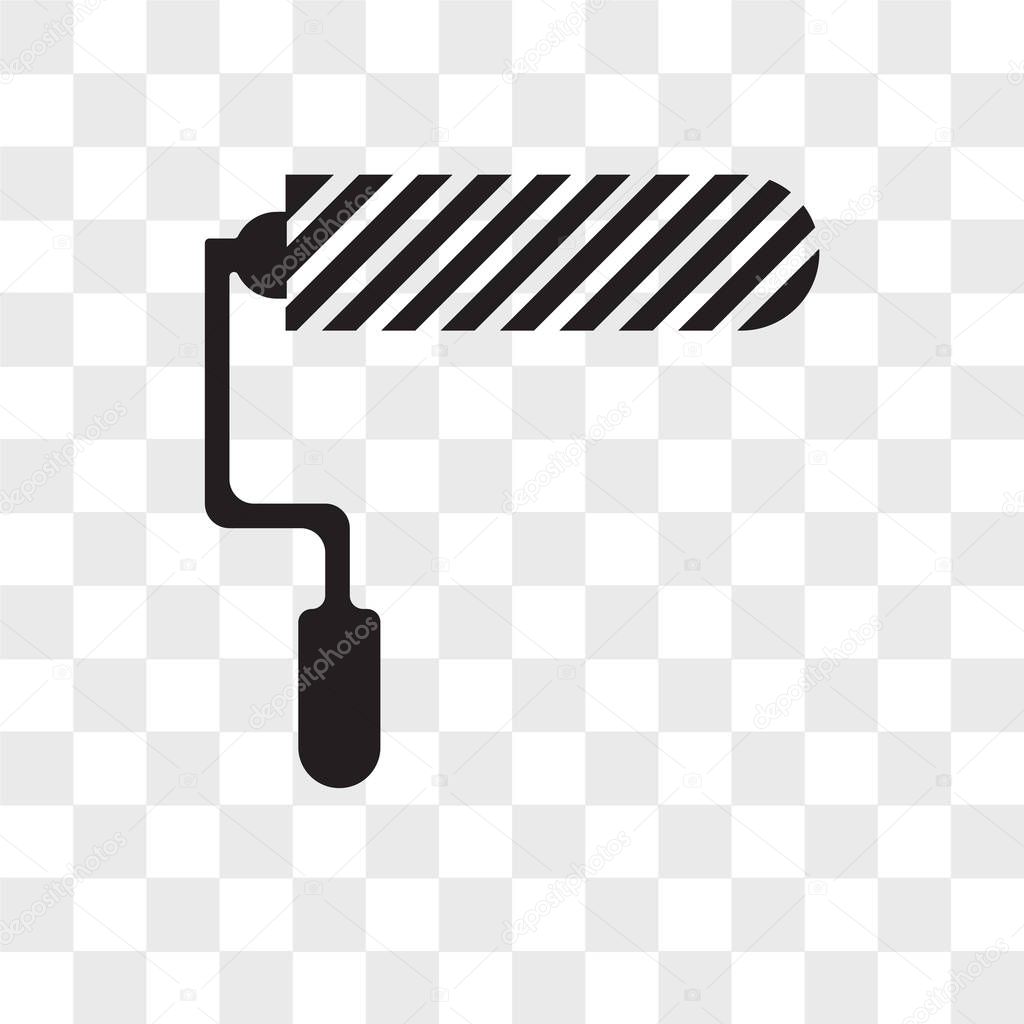 Roller vector icon isolated on transparent background, roller logo concept
