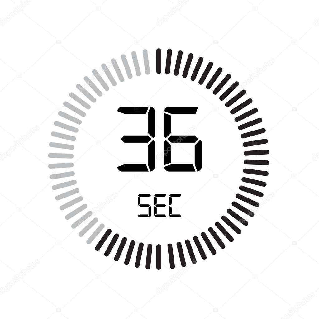 The 36 seconds icon, digital timer, simply vector illustration 