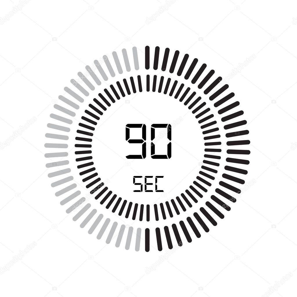 The 90 seconds icon, digital timer, simply vector illustration 