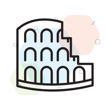 Web ve mobil uygulama tasarımınız için beyaz arkaplanda izole edilmiş Colosseum simgesi vektörü