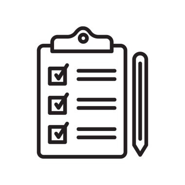 Denetim listesi simge vektör işareti ve üzerinde beyaz backgrou izole sembolü