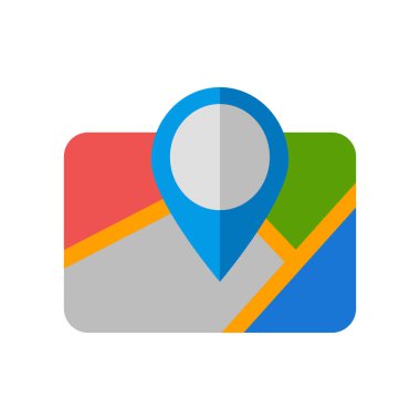 Harita simge vektör işareti ve beyaz arka plan üzerinde izole sembolü