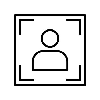 Portre simgesi vektörü beyaz arkaplanda izole edildi, Portre işareti