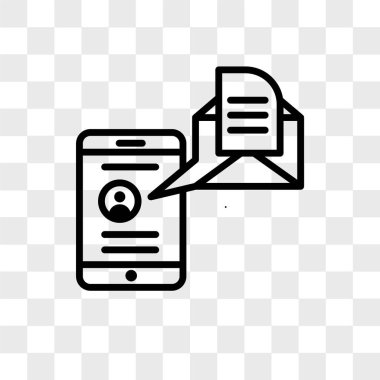 Posta ve spartphone vektör simgesi şeffaf arkaplanda izole edildi