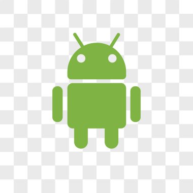 Saydam arka plan üzerinde Droid logo izole Droid vektör simgesi