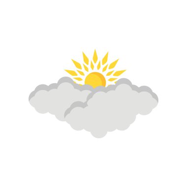 Clouds and sun icon vector isolated on white background for your web and mobile app design