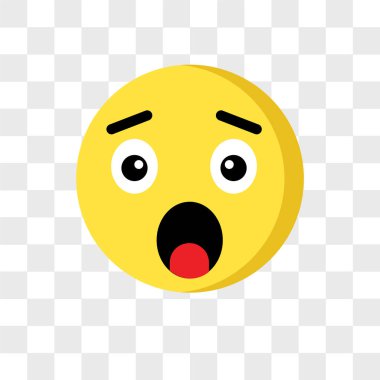 Saydam arka plan üzerinde izole sürpriz emoji vektör simgesi, 