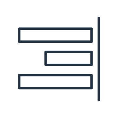 Sağ hizalama simgesi vektörü beyaz arkaplanda izole edildi, Sağ 