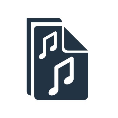 Beyaz arkaplanda izole edilmiş müzik dosyası simgesi vektörü, müzik dosyası 