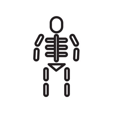 İskelet simgesi vektör işareti ve sembol beyaz arka grubunda izole