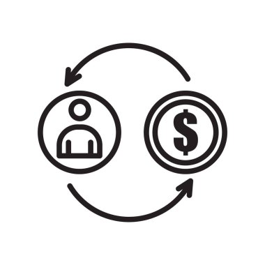 Yatırım simgesi vektör işareti ve sembol beyaz sırt dekoltesinde izole edildi