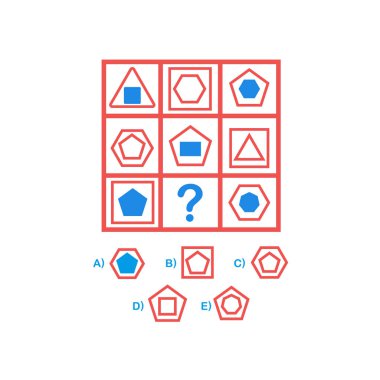 Choose correct answer. IQ test. Logical task, educational game for students. development of logic, iq. Task game exam what comes next, Vector illustration