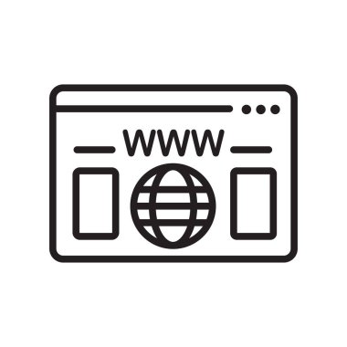 Tarayıcı simge vektör işareti ve beyaz arka plan üzerinde izole sembolü