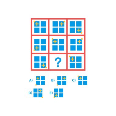 Choose correct answer. IQ test. Logical task, educational game for students. development of logic, iq. Task game exam what comes next, Vector illustration
