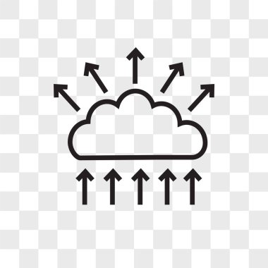 Cloud data connections vector icon isolated on transparent backg
