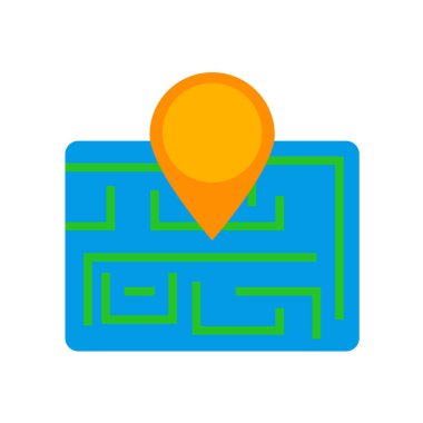 Harita simge vektör işareti ve beyaz arka plan üzerinde izole sembolü