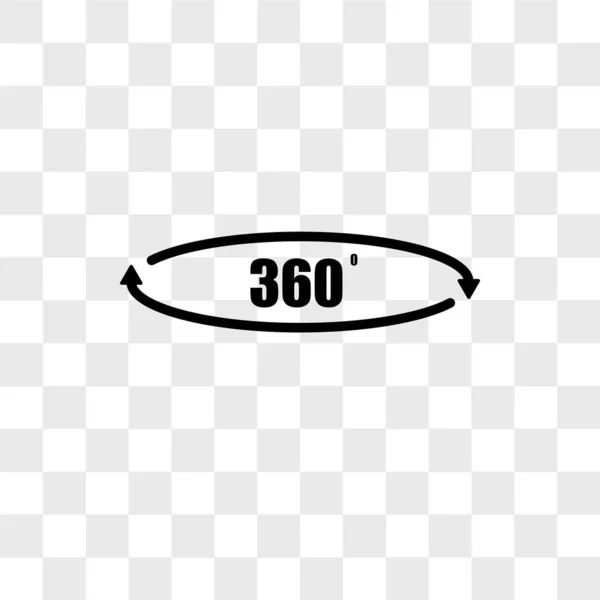 360 degree vector icon isolated on transparent background, 360 d — Stock Vector