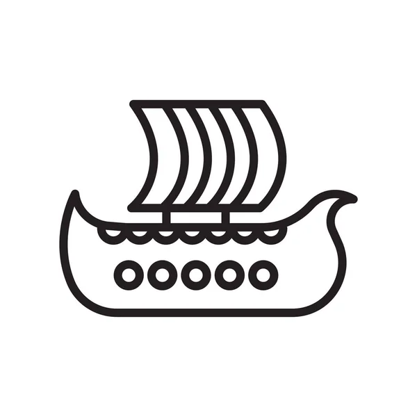 バイキング船のアイコンベクトル記号と白の背もたれに隔離されたシンボル — ストックベクタ