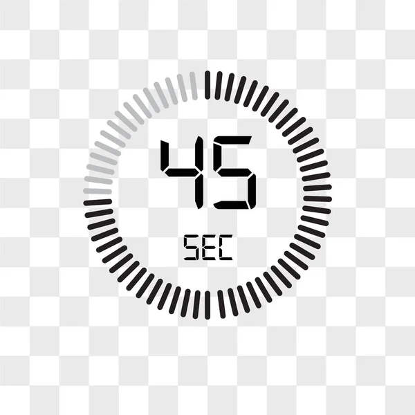 The 45 seconds vector icon isolated on transparent background, T — Stok Vektör