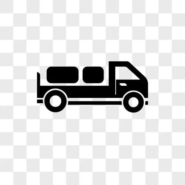 Caminhão de entrega com pacotes atrás ícone vetor isolado no tran —  Vetores de Stock