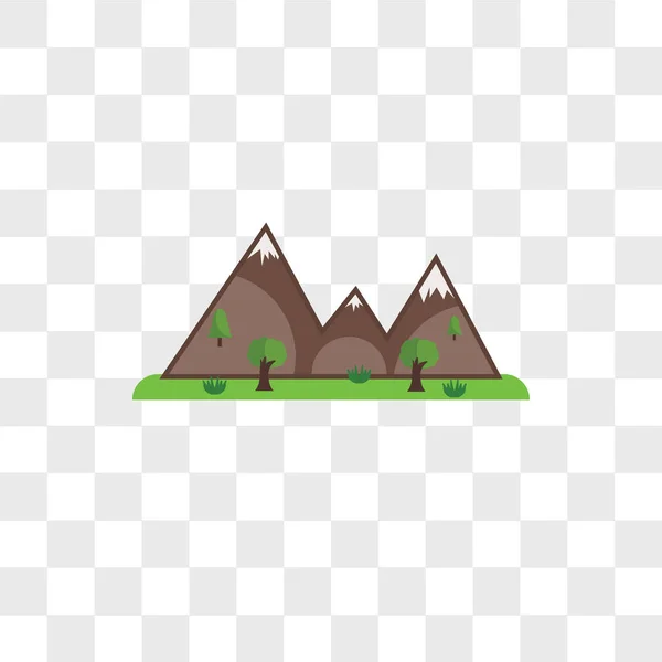 Mountains vector icon isolated on transparent background, Mounta — Stock Vector