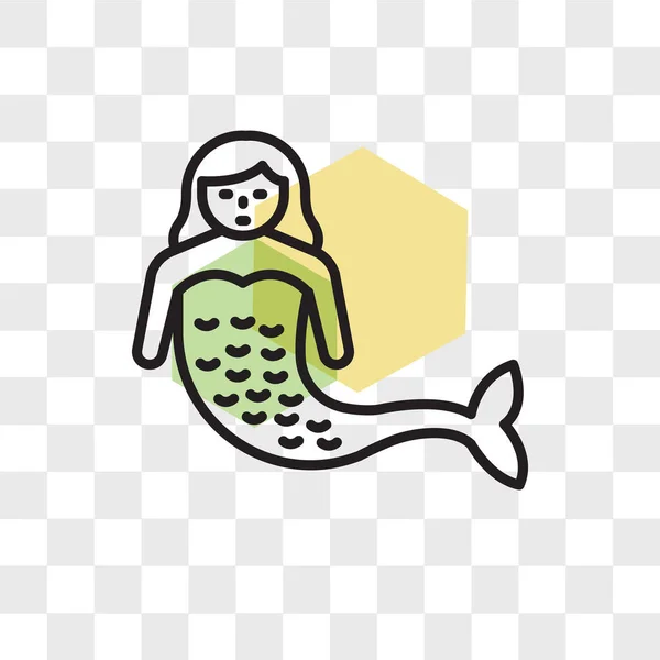 Mermaid vector icon isolated on transparent background, Mermaid — Stock Vector