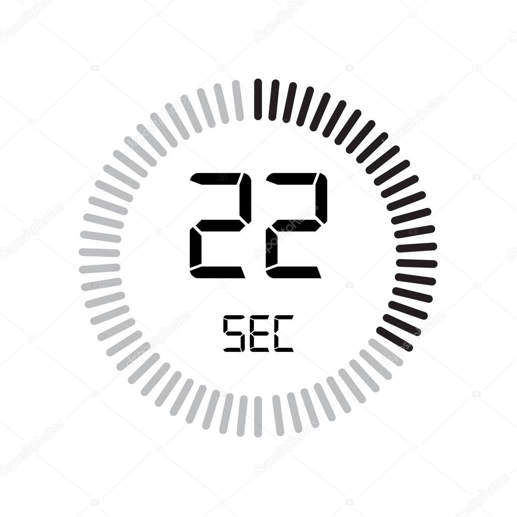 The 22 seconds icon, digital timer, simply vector illustration 