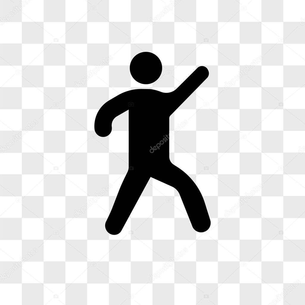 Running Man with raised arm vector icon isolated on transparent 
