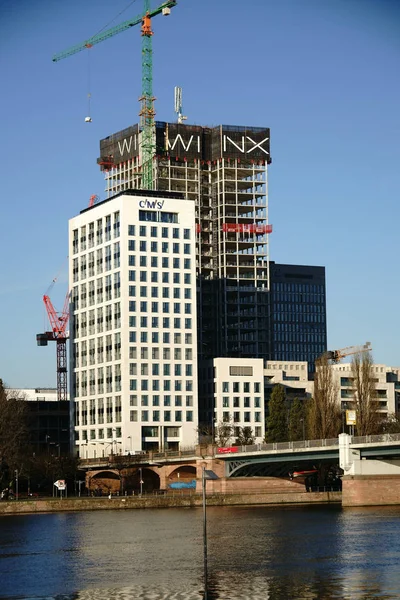Bouw de rivier financiële District Frankfurt — Stockfoto