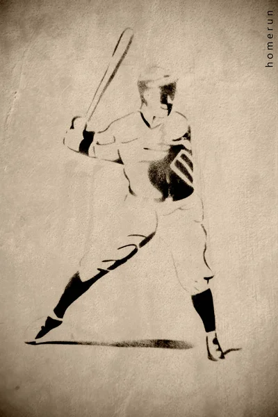 Illustrazione Baseball Player Home Run — Foto Stock